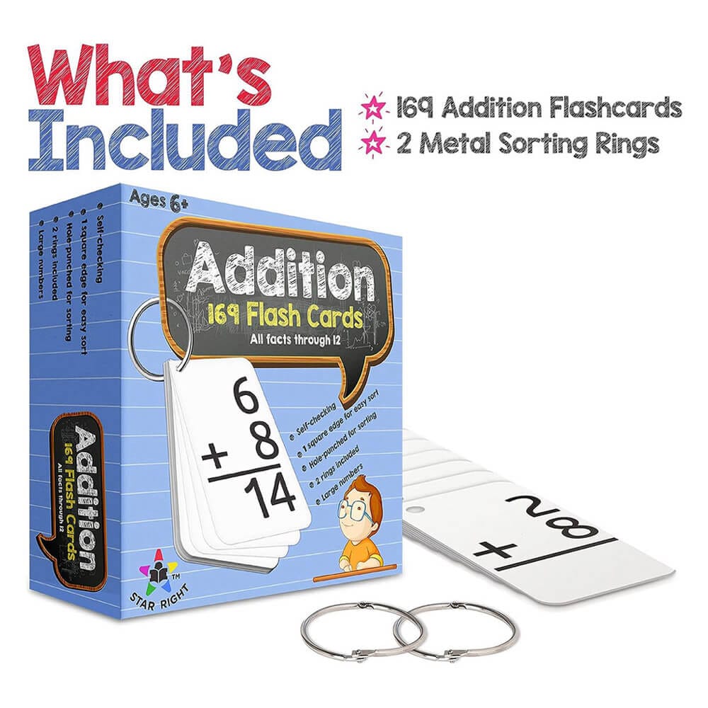 Star Right Addition Flashcards with Metal Binder Rings