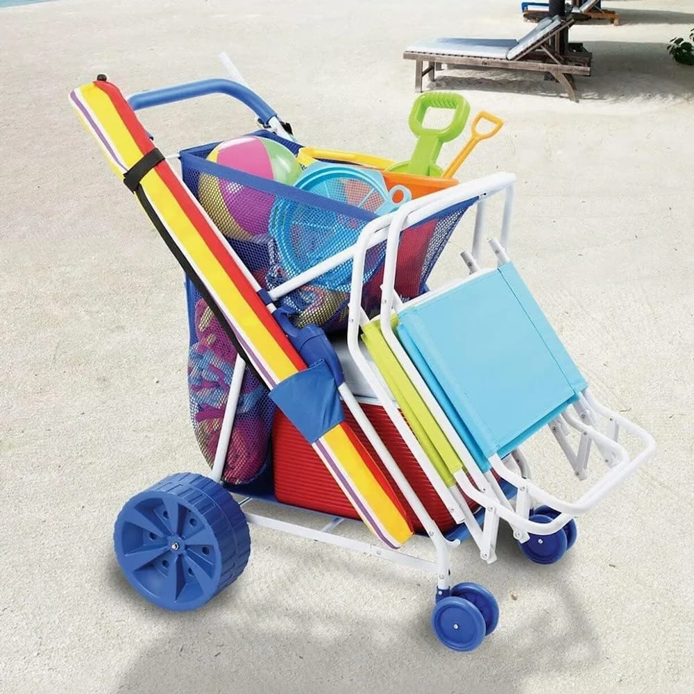 Folding Multi-Purpose Deluxe Beach Cart, Blue