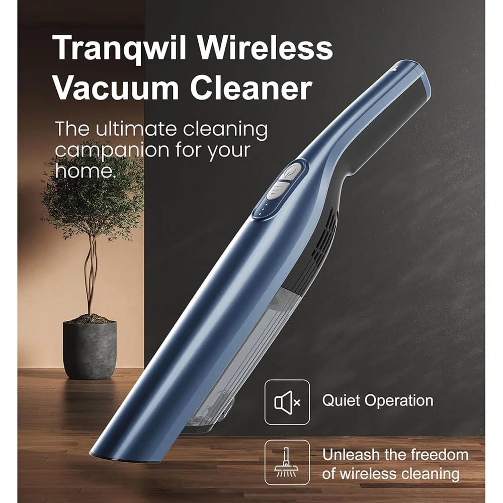 Tranqwil Cordless Handheld Vacuum with Charging Dock, Blue