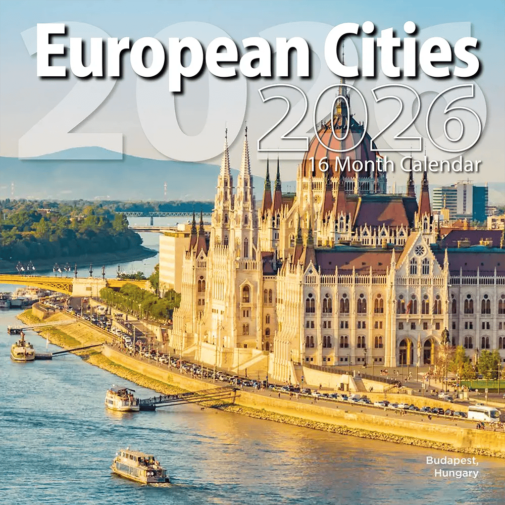 2026 European Cities Themed 16 Month Wall Calendar, 12"