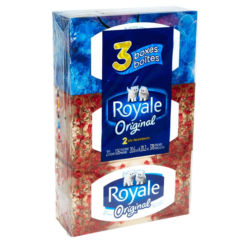 Royal Original 2-Ply Facial Tissues, 126 Sheets, 3-pack
