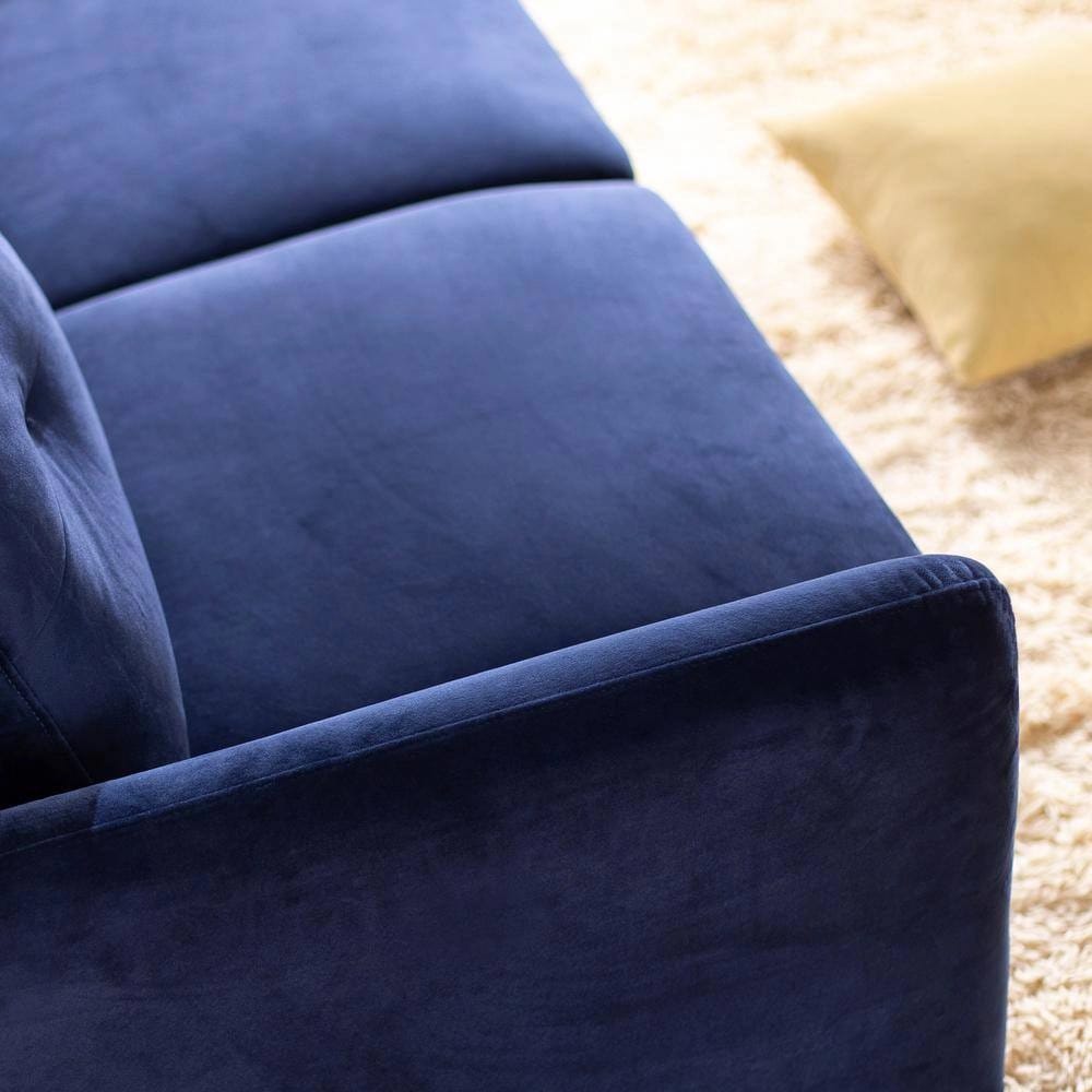 Zinus Ricardo Upholstered Velvet Loveseat, Navy