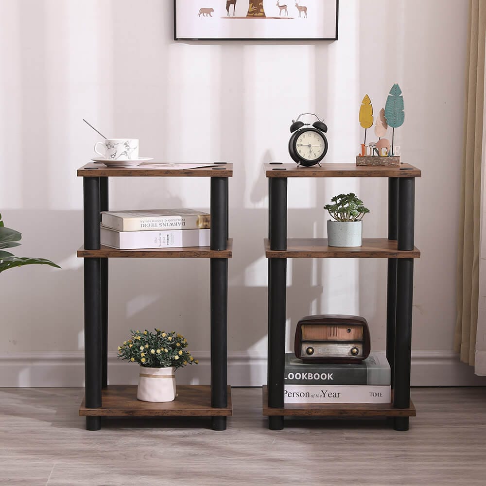Turn-N-Tube End Table, Set of 2, Rustic Brown/Black