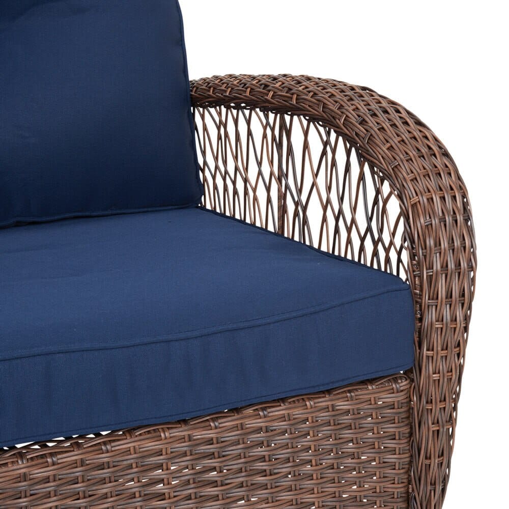 4-Piece Resin Wicker Swivel Patio Set, Blue/Brown