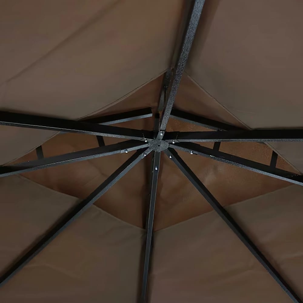 Sunnydaze 9.2' x 9.2' Soft Top Patio Gazebo with Screens and Privacy Walls, Brown