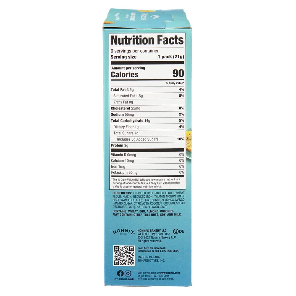 Nonni's THINaddictives Mango Coconut Almond Crisps, 4.4 oz