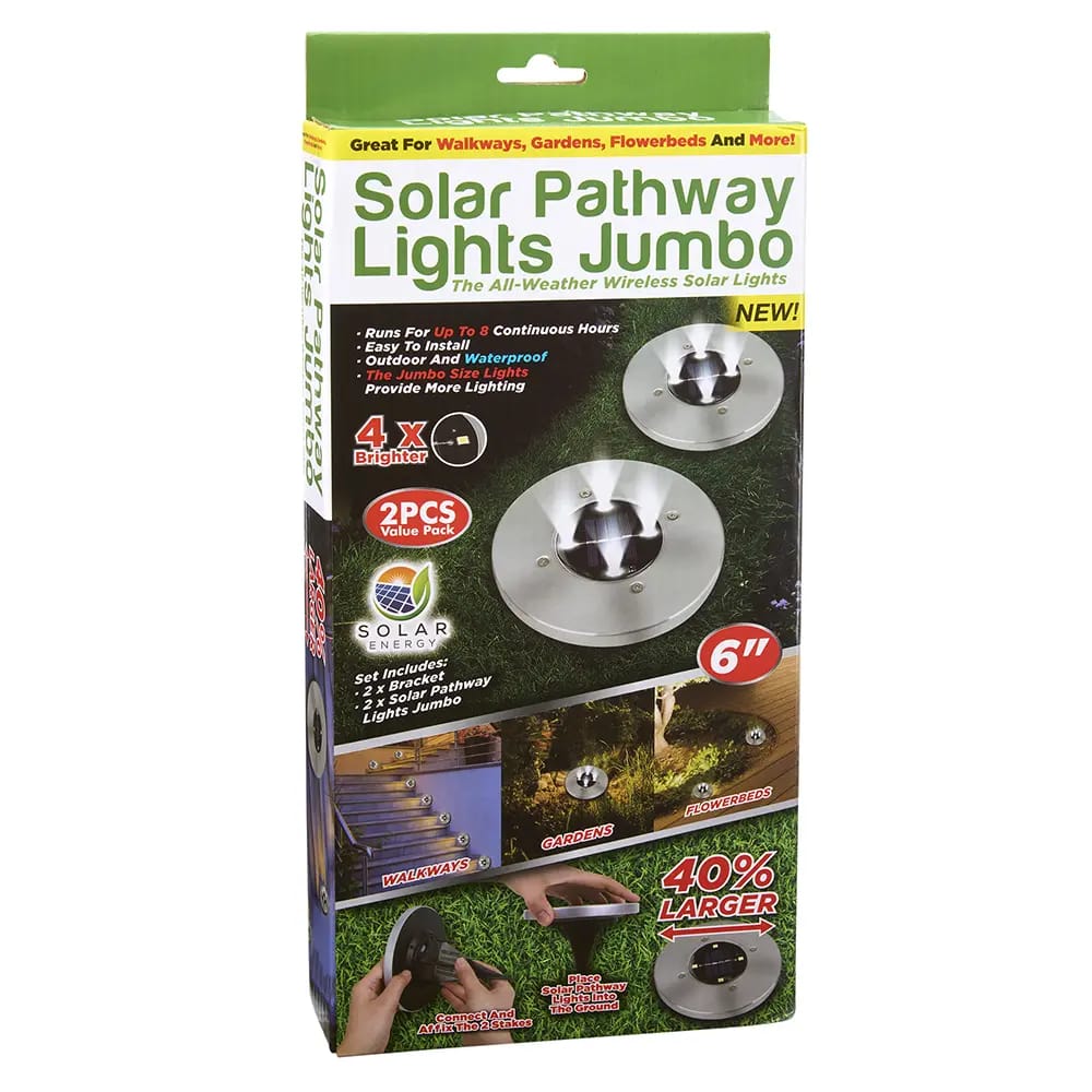 Solasa Jumbo Solar Pathway Lights, 2 pk
