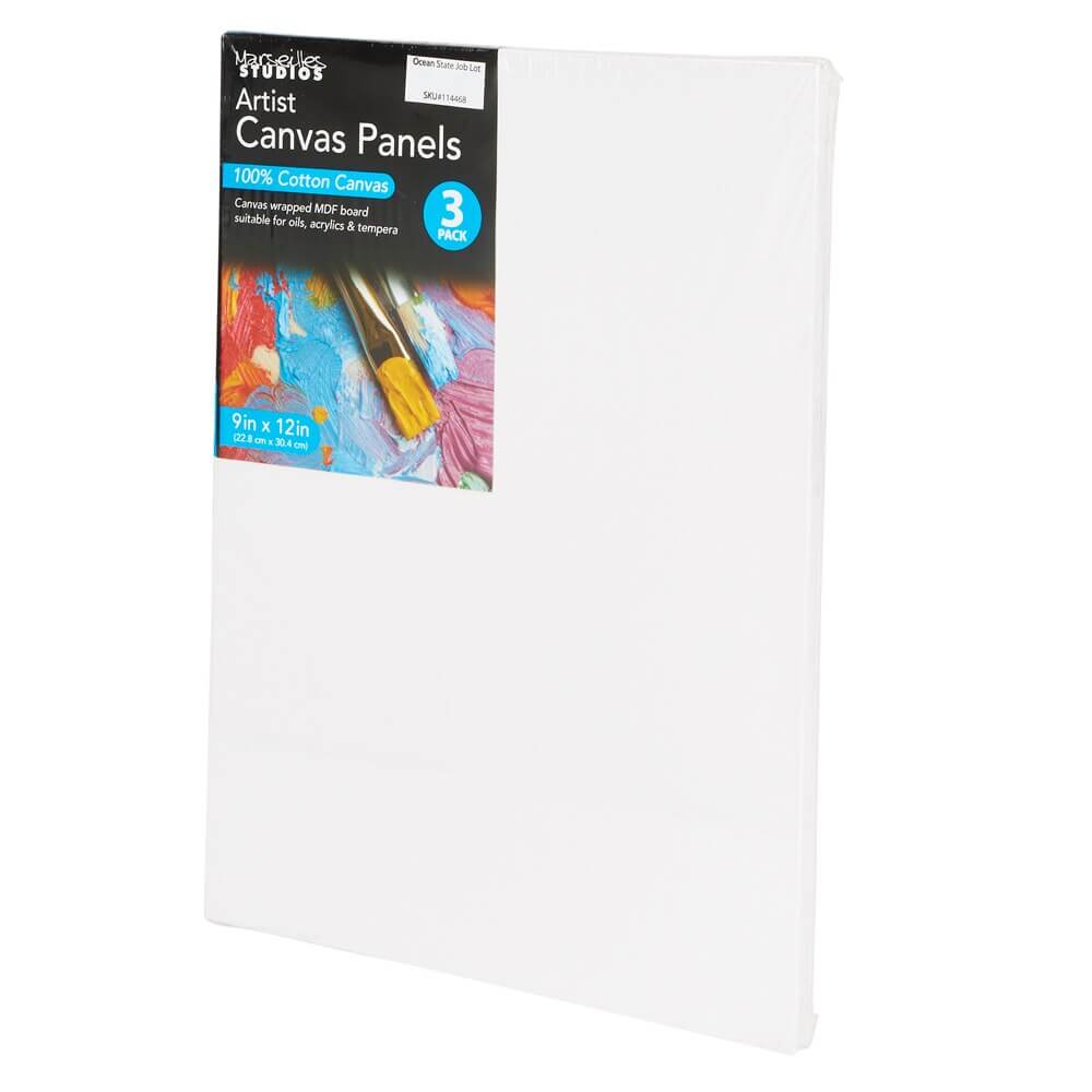 Marseilles Studios Cotton Artist Canvas Panel, 9" x 12", 3-Count