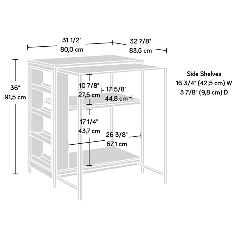 Sauder Wood and Metal Kitchen Island with Storage, White