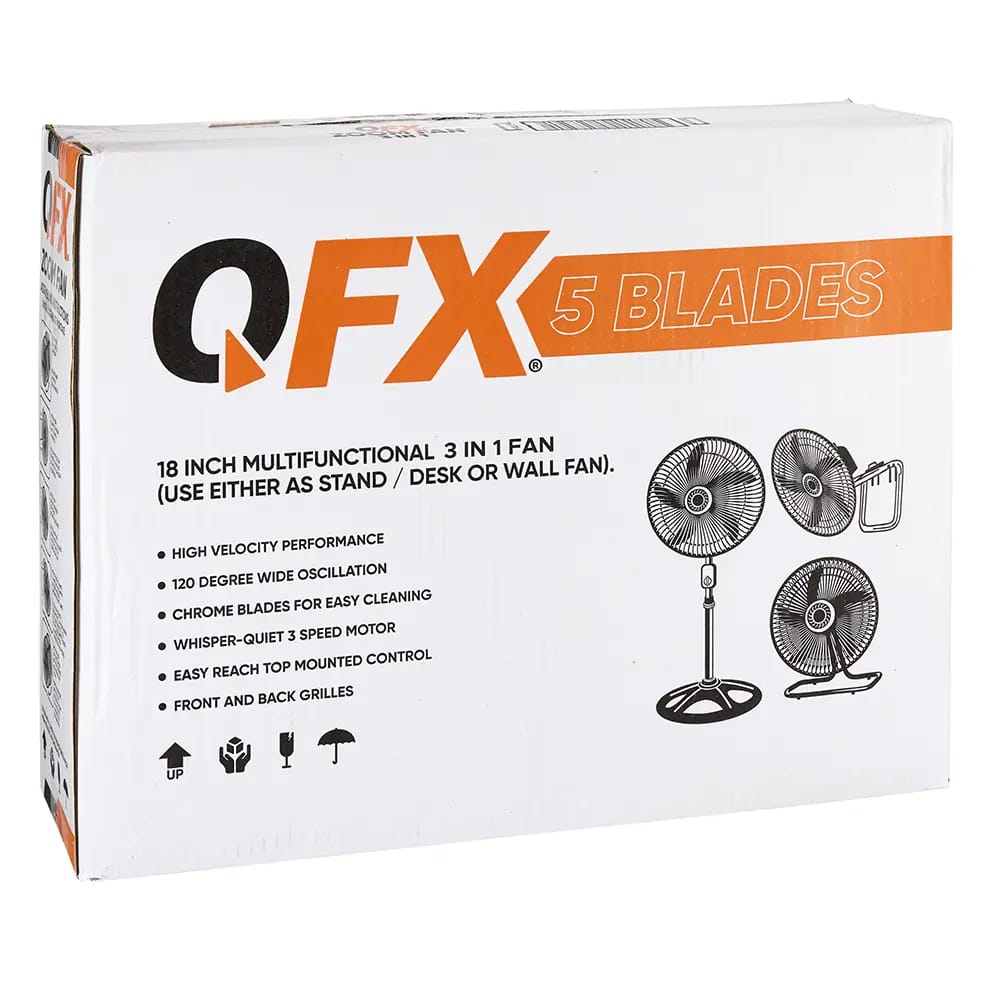 QFX 5 Blades Multifunctional 3 in 1 Fan, 18"
