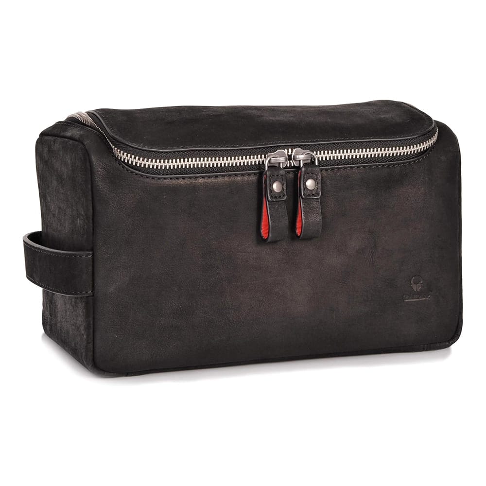 DONBOLSO Leather Toiletry Bag, Vintage Black