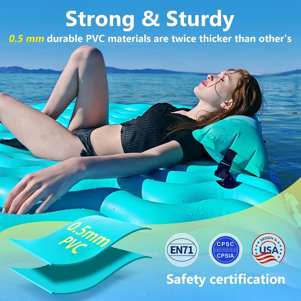 Sunrio 72" x 72" Inflatable Floating Mat, Green
