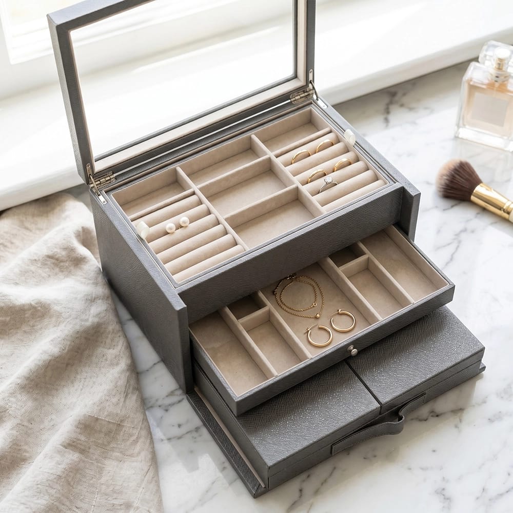 Hives & Honey Emily Jewelry Box, Pewter