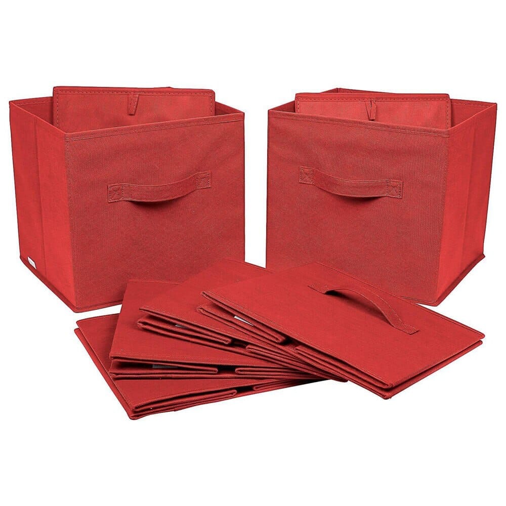 Greenco Foldable Storage Cubes, Set of 6, Red