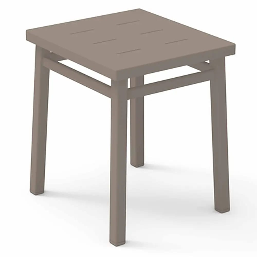 Maiori Aluminum Impression Square Patio Side Table, Light Taupe