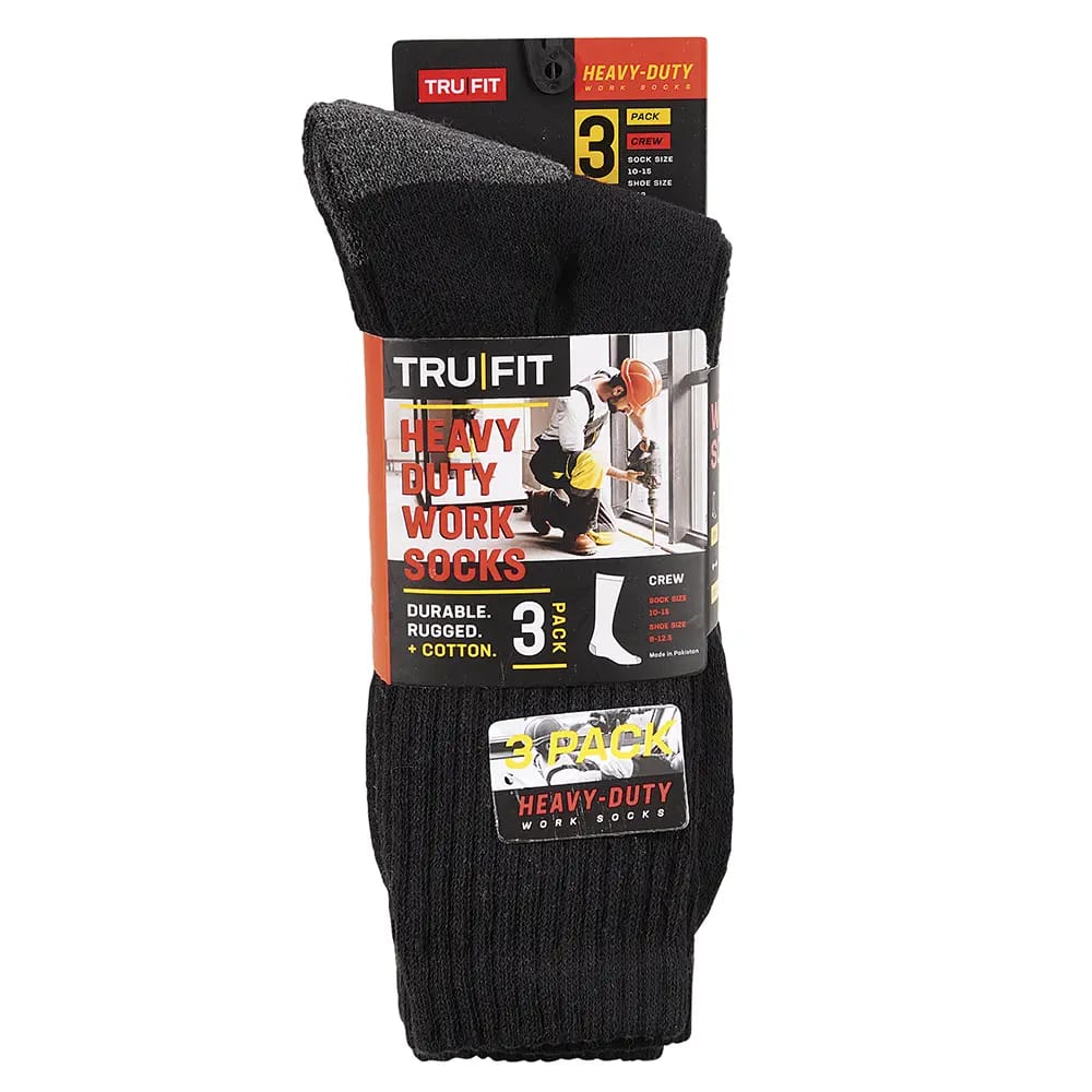 TRU FIT Heavy-Duty Men's Work Socks, 3 Pair