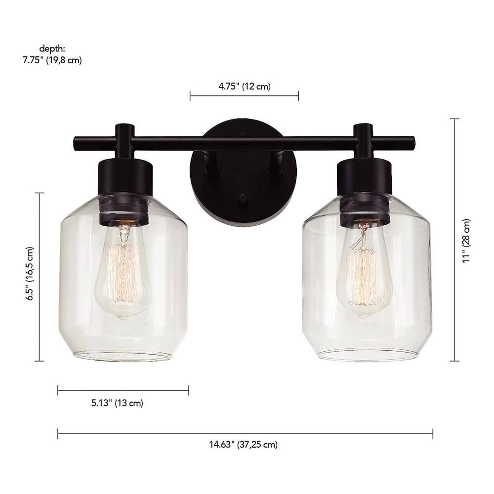 Globe Electric 3-Piece Bathroom Light Set, Black