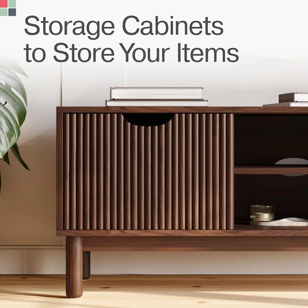 Stead Low Profile Fluted TV Stand, Walnut