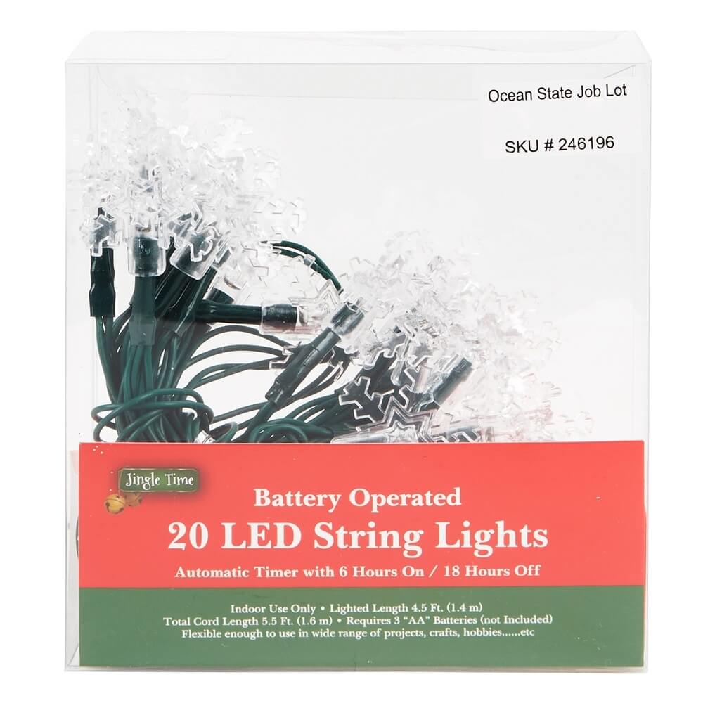 Jingle Time Battery Operated LED White String Lights, 4.5'