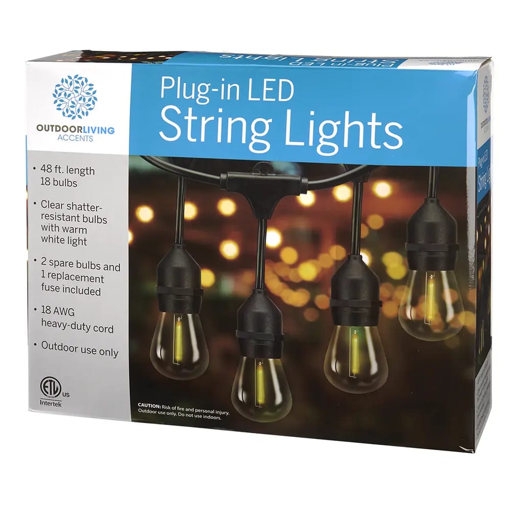 Outdoor Living Plug-in LED String Lights, 48 ft.