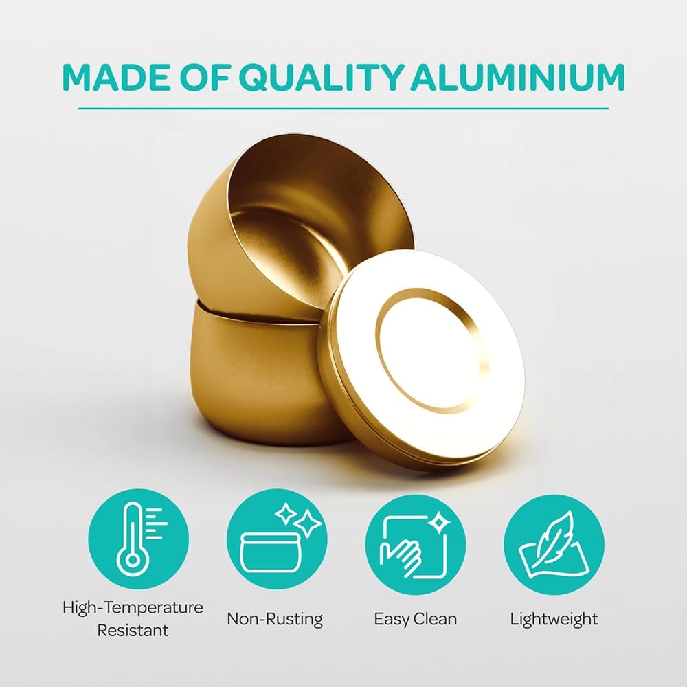 Hearts & Crafts 8 oz. Round Metal Candle Jars with Lids, Gold, 24 Pack