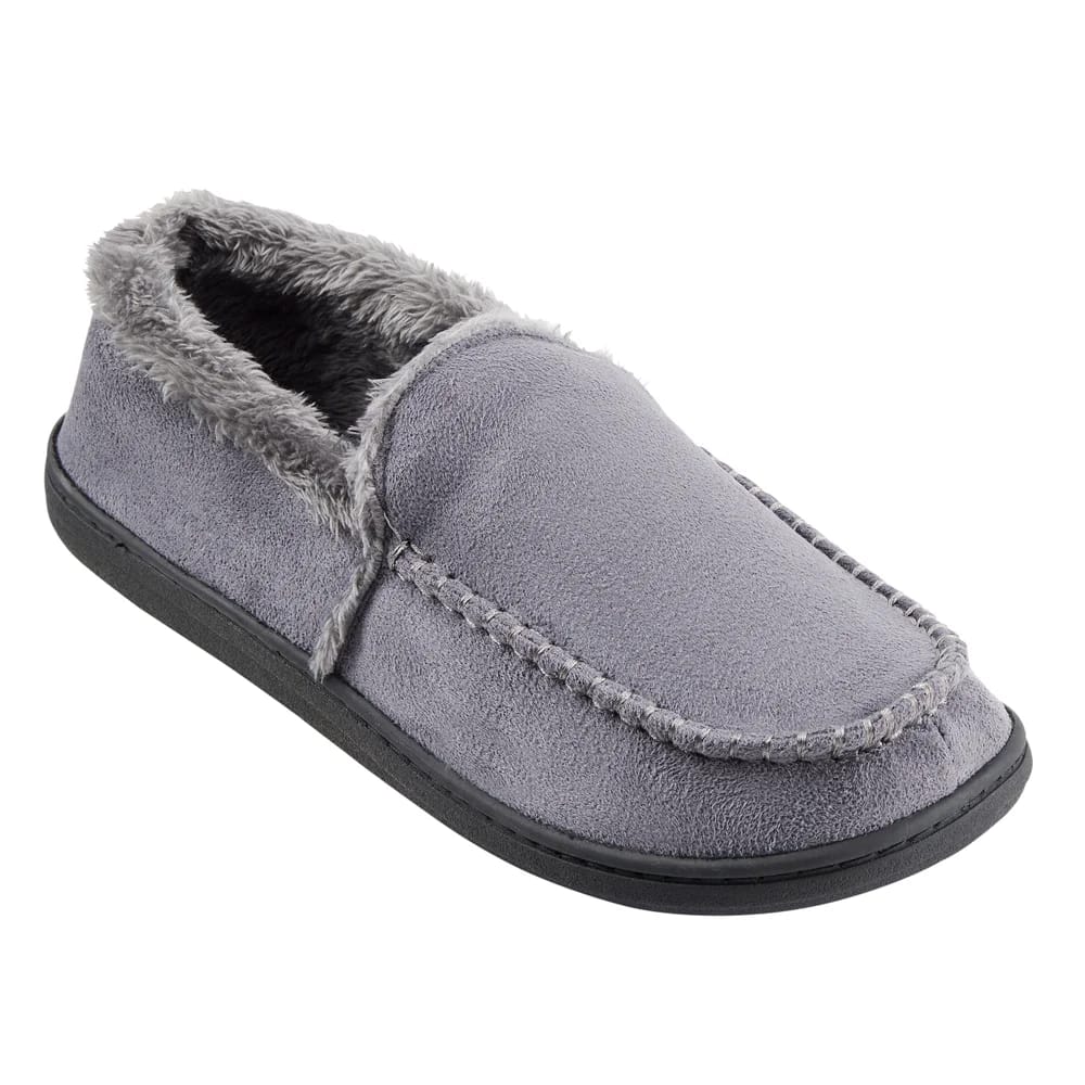 Dockers Men's Microsuede Boater Moccasin Slippers, Gray