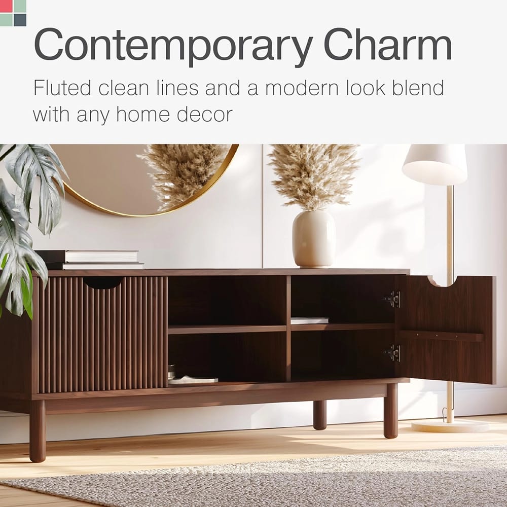 Stead Low Profile Fluted TV Stand, Walnut