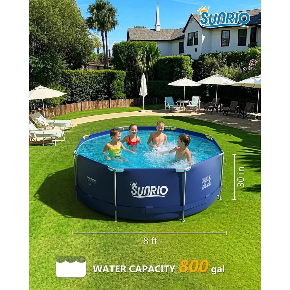 Sunrio 8' Above Ground Round Metal Frame Pool