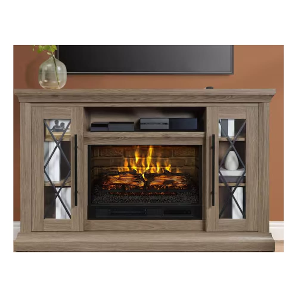 Whalen 58-Inch Freestanding Fireplace Console, Tan