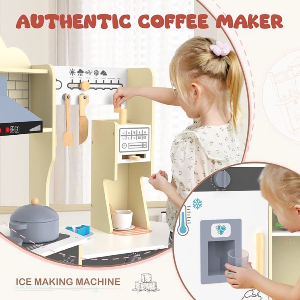 X-Large Wooden Kids Play Kitchen, Yellow