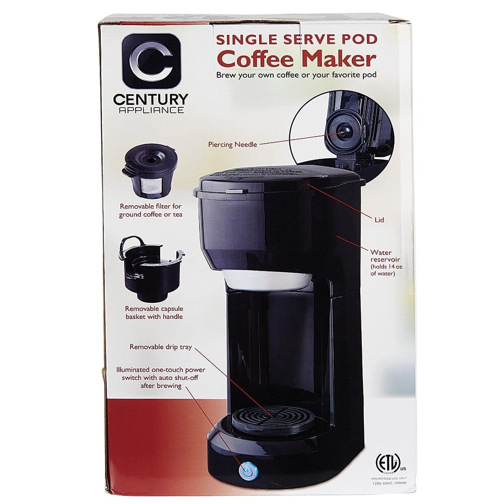 Century Single Serve Pod Coffee Maker, 14 oz
