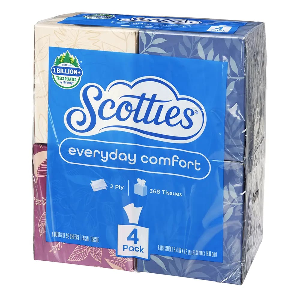 Scotties 2-Ply Facial Tissues, 4 Pack