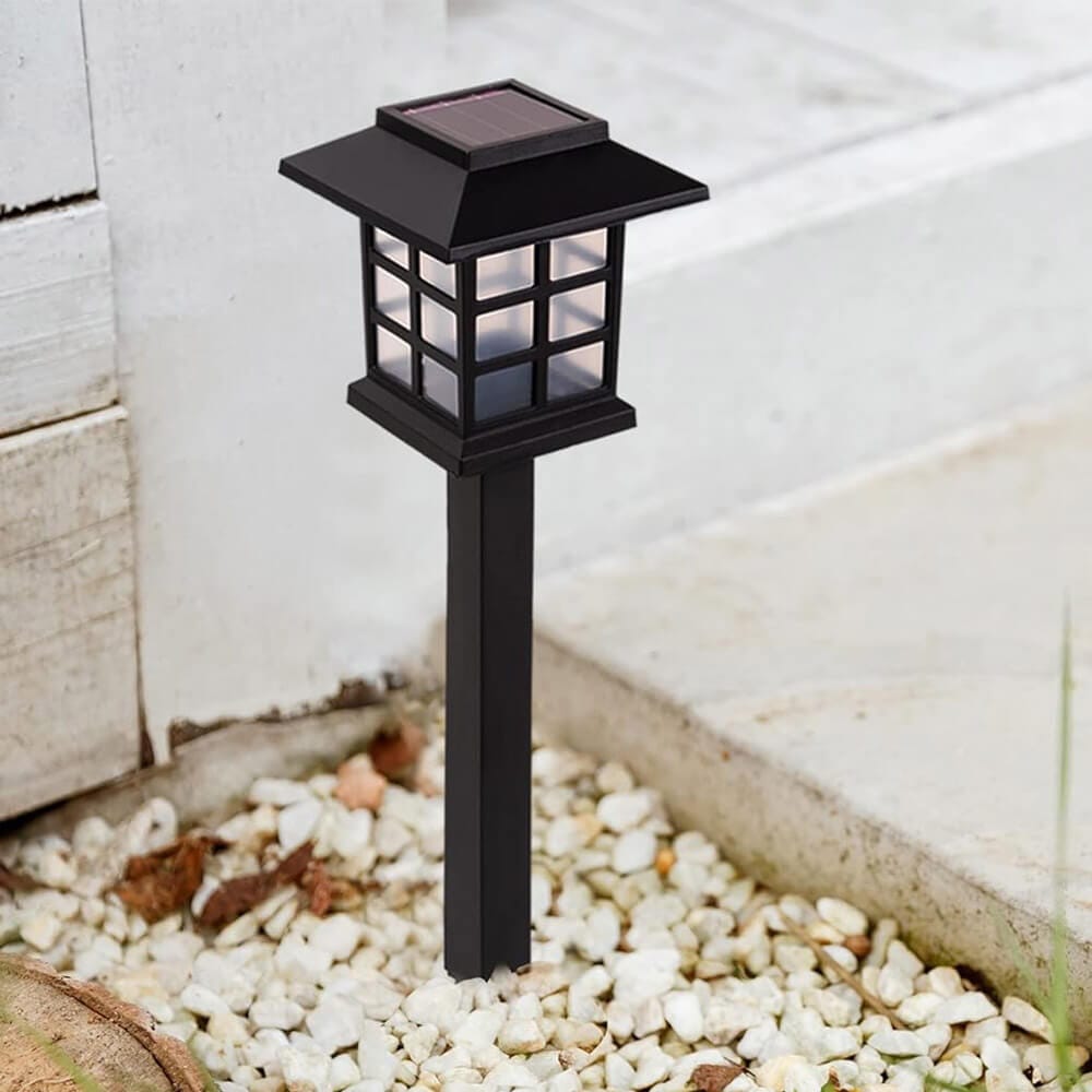 Laurel Canyon Square Solar Pathway Lights, 8-Pack, Black