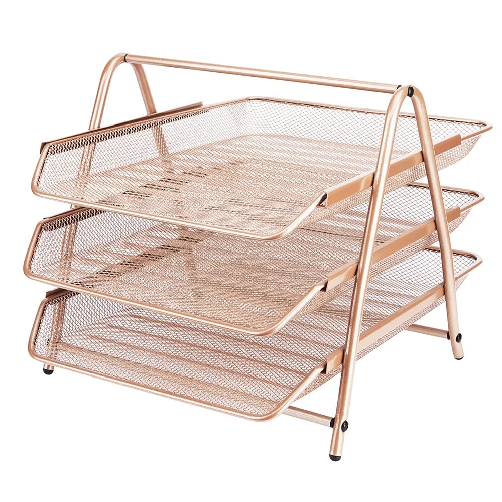 3 Tier Rose Gold File Tray