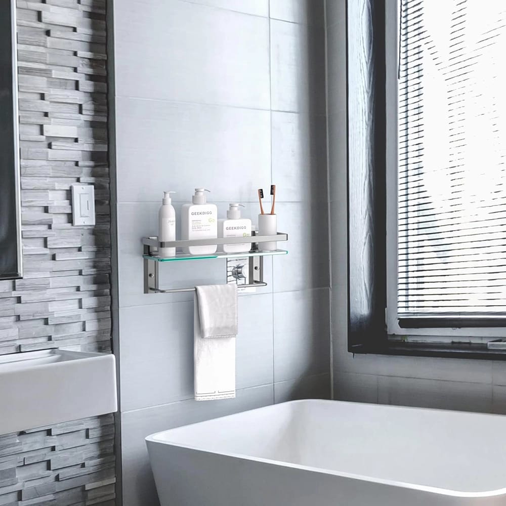 Mounted Glass Bathroom Organizer