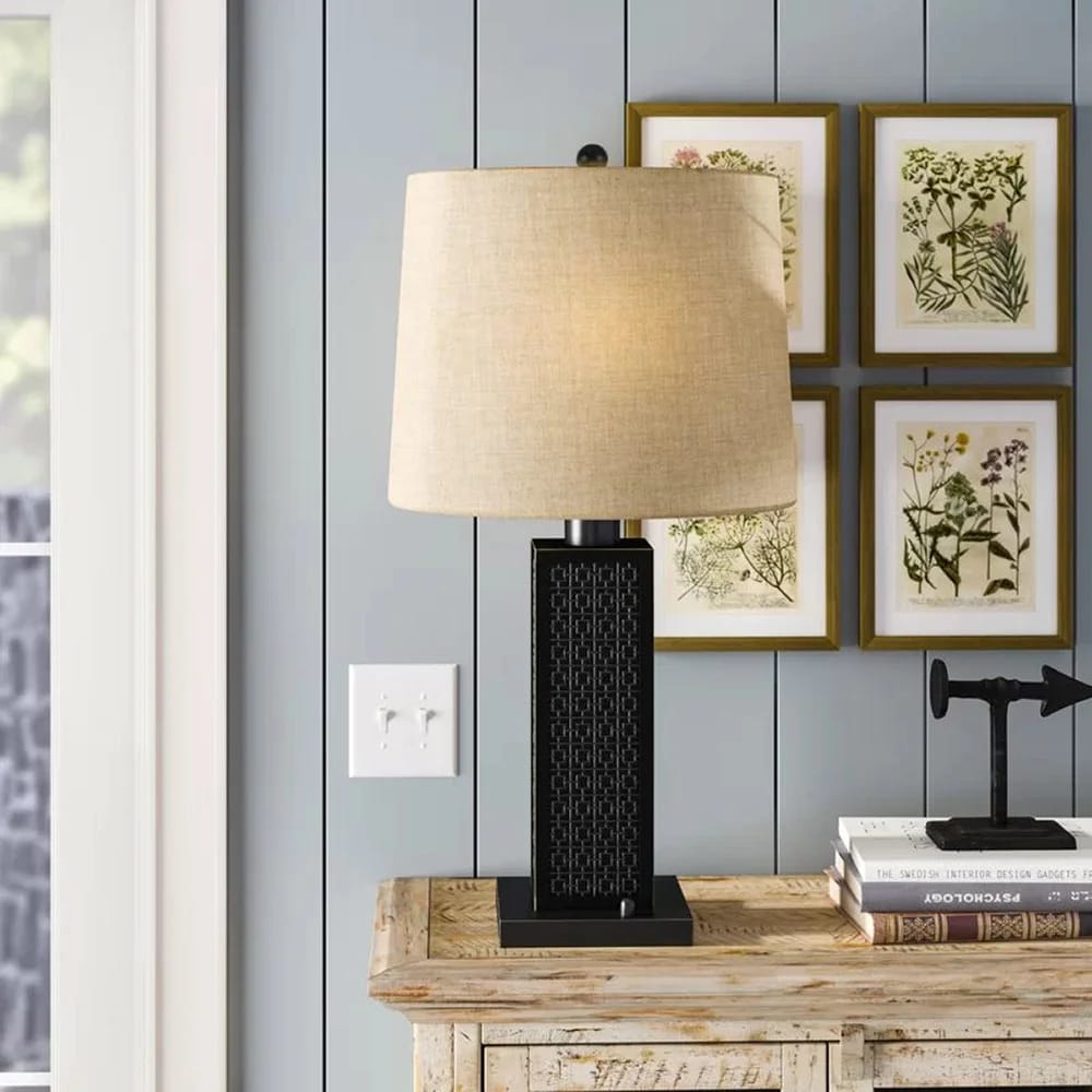 Square Metal USB Table Lamp with Speakers, Black