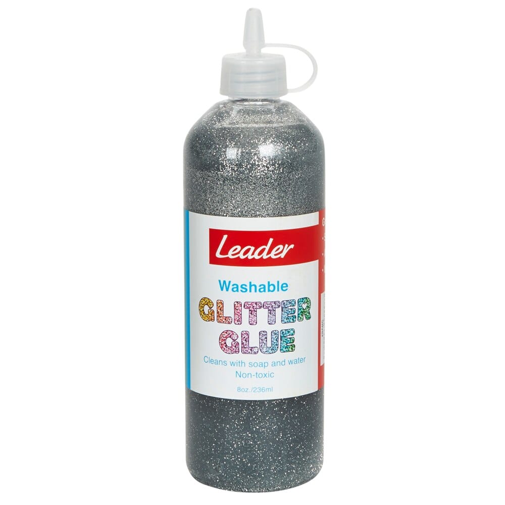 Washable Glitter Glue, 8 oz, Silver