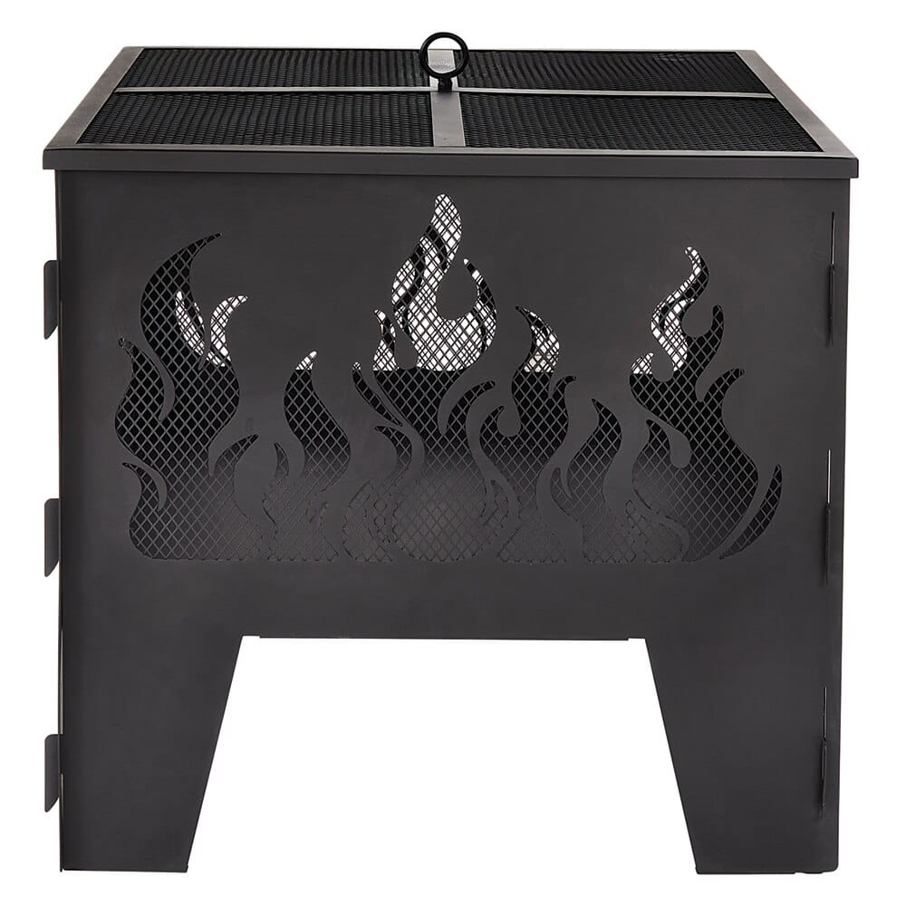 Outdoor Living Accents Square Fire Pit with Wild Fire Cutout Design, 20"