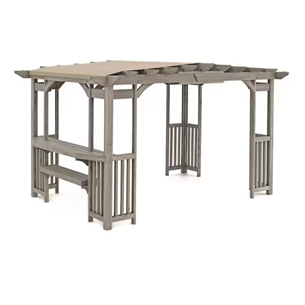 Yardistry Madison Cedar Wood Backyard Patio Pergola, Gray, 10' x 14'