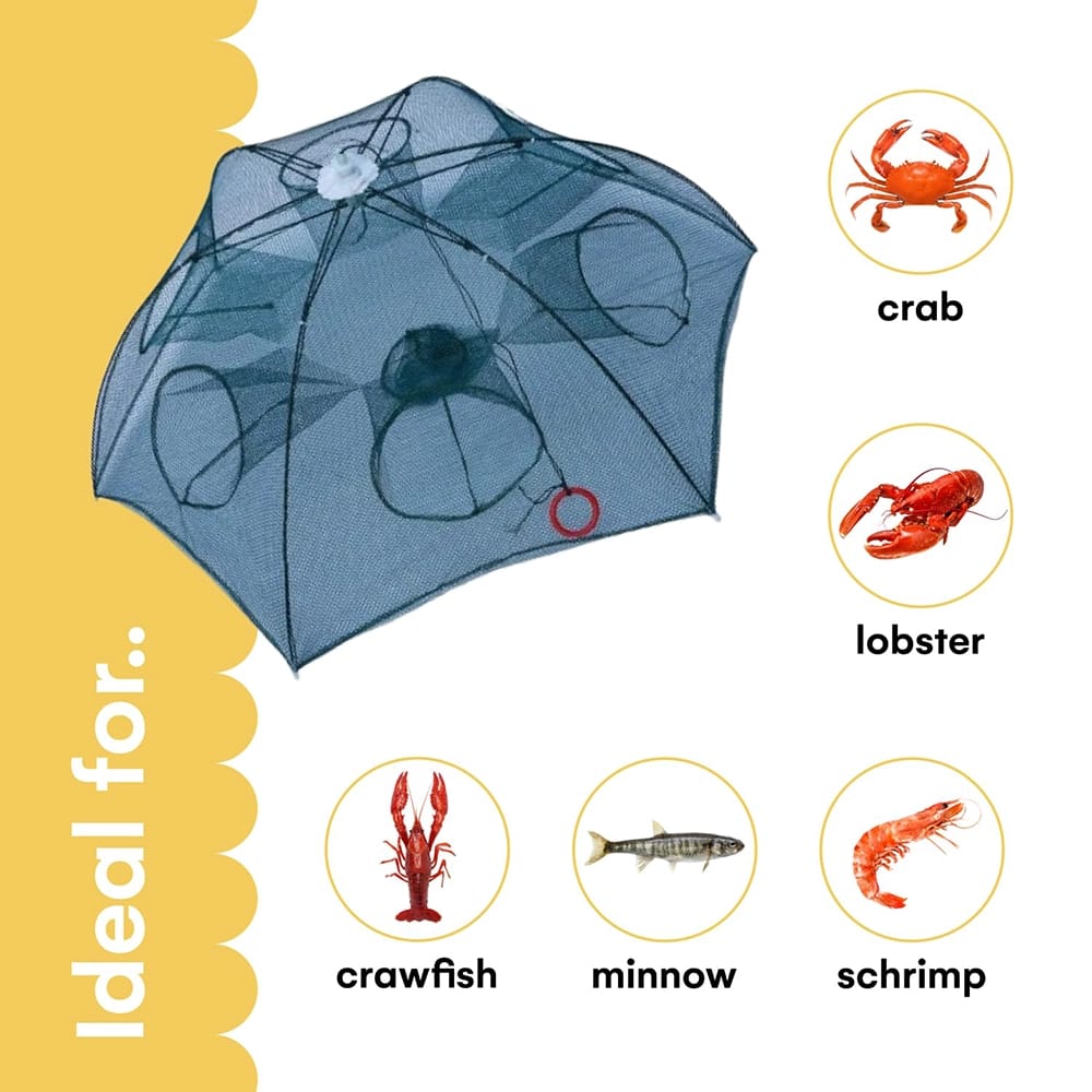 Noa Store Upgraded Fishing Bait Foldable Net Trap, Blue