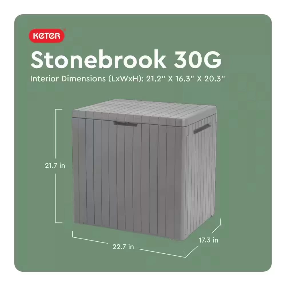 Keter Stonebrook 30 Gallon Deck Box, Gray