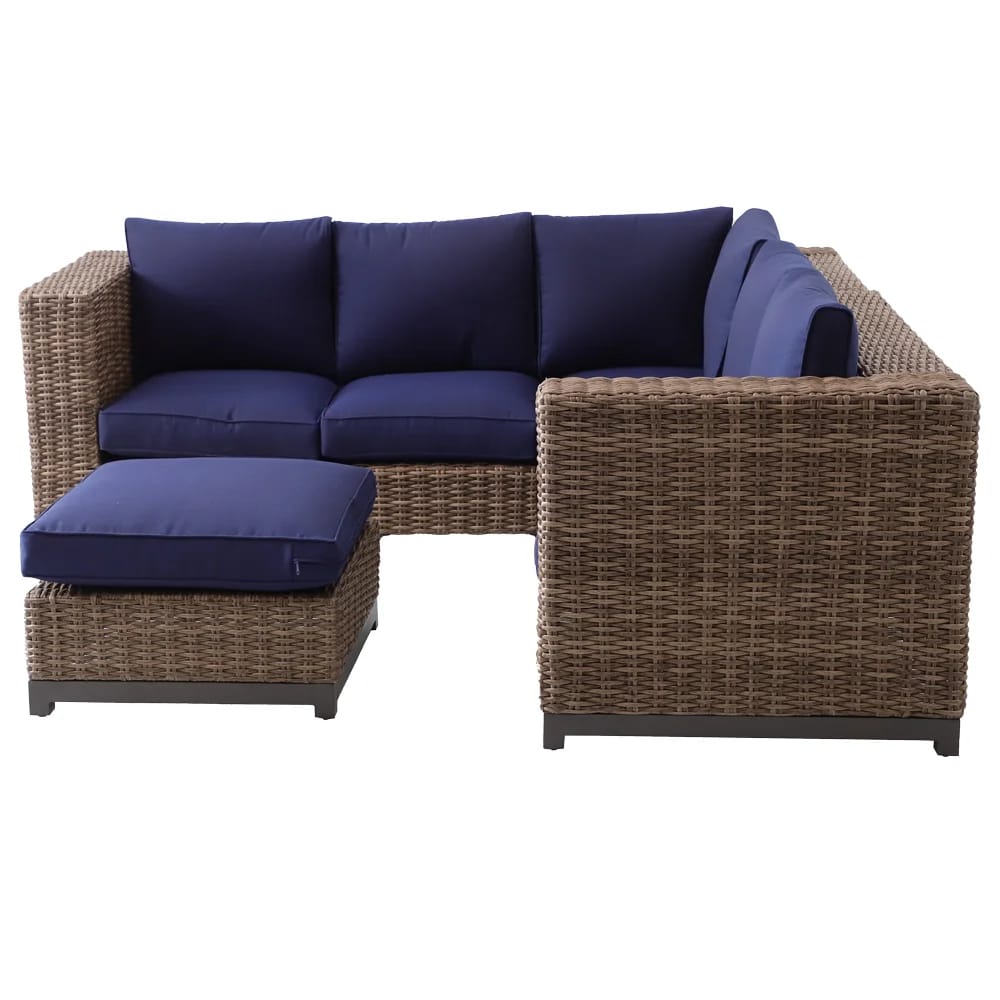 Hampton Bay Fernlake 4-Piece Outdoor Patio Sectional Set, Brown/Midnight