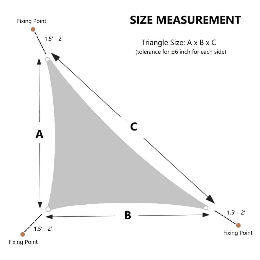 AsterOutdoor Triangular Sun Shade Sail, 12’ x 12’ x 17’, Cream