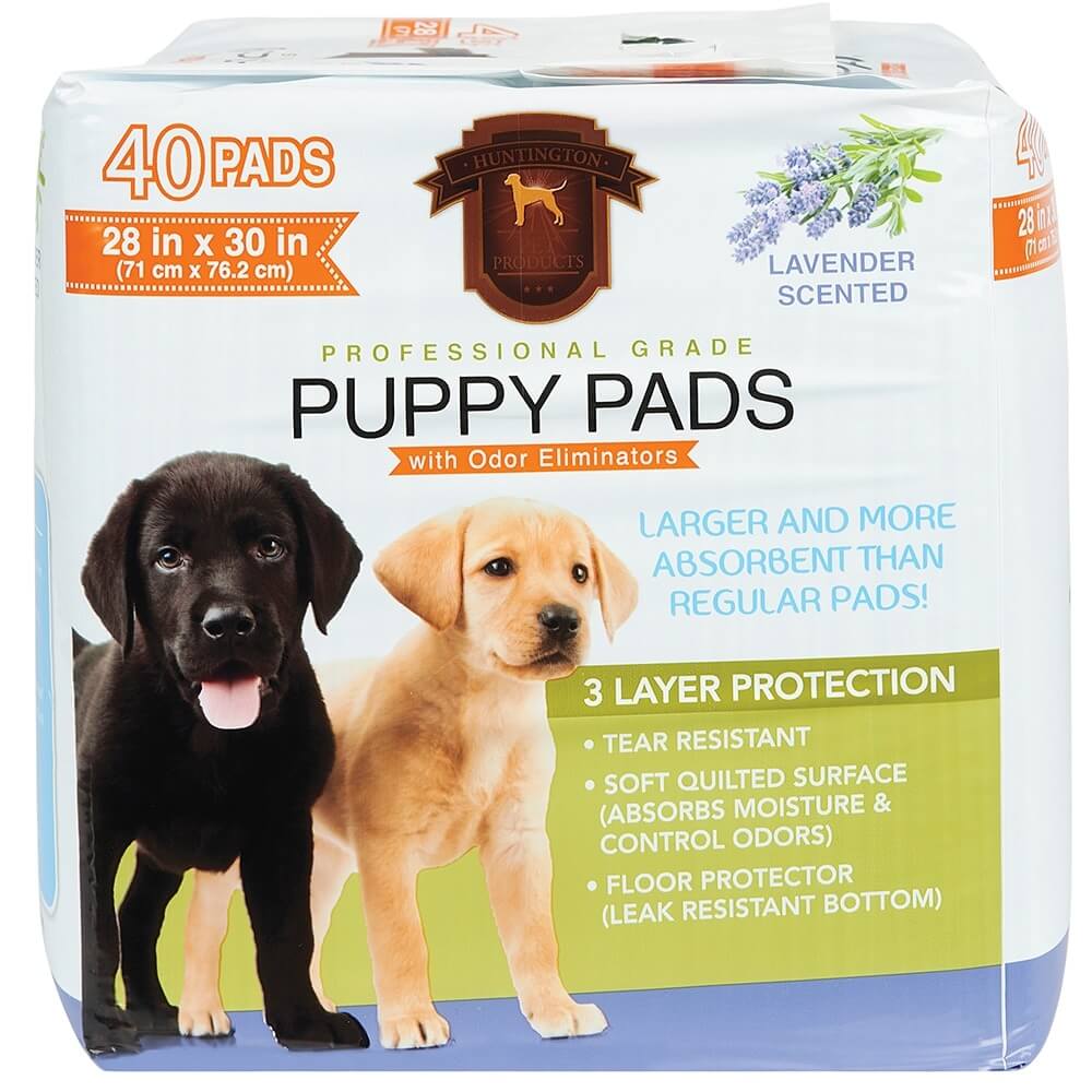 Huntington Pet Products Professional Grade 28"x30" Lavender Scented Puppy Pads with Odor Eliminators, 40 Count