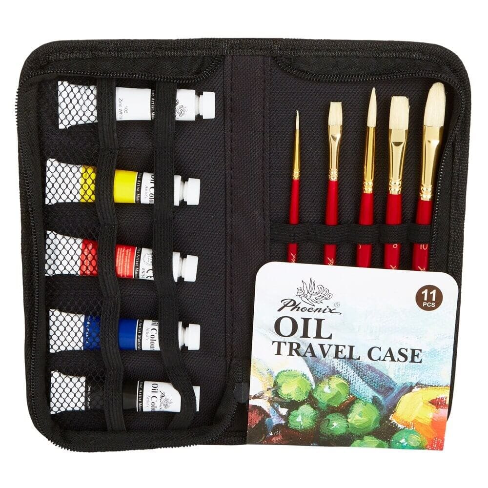 Phoenix Oil Paint Travel Set with Case, 11-Piece