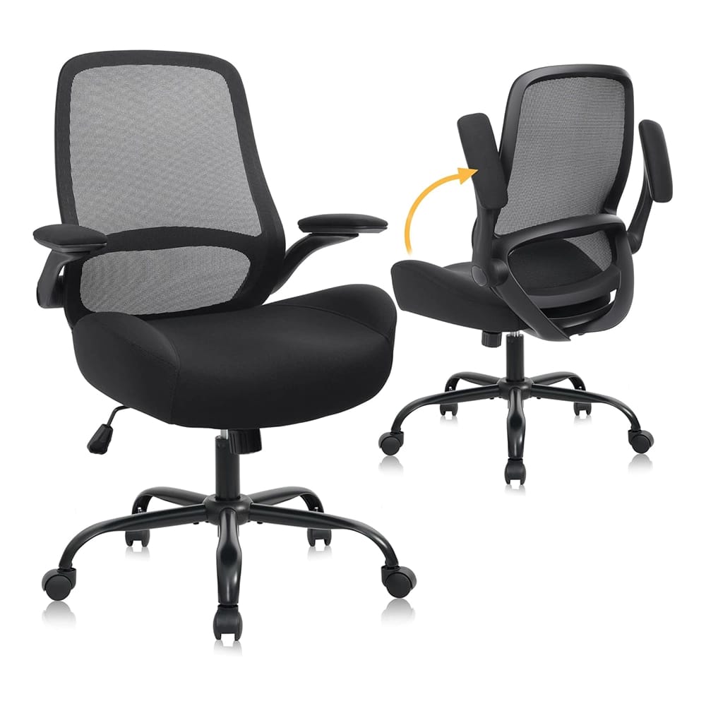 HYLONE Ergonomic Desk Chair with Flip up Armrests, Black