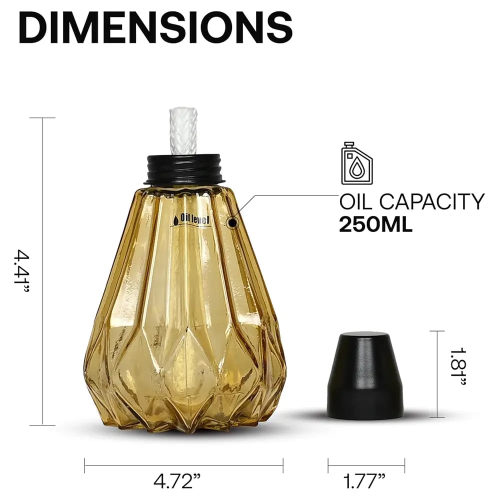 Decorative Glass Pineapple Table Torch, 3 Pack, Amber