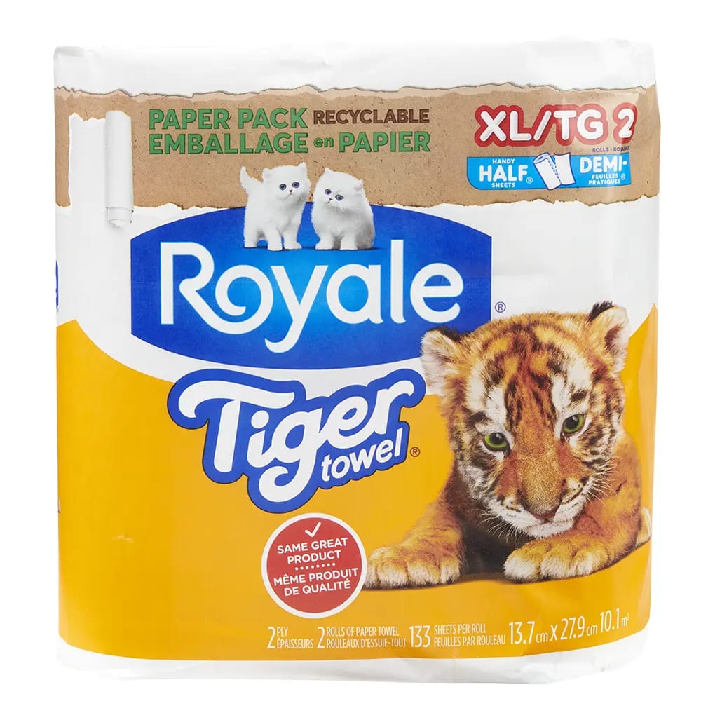 Royale Tiger Towel XL Half Sheet Paper Towels, 2 Count