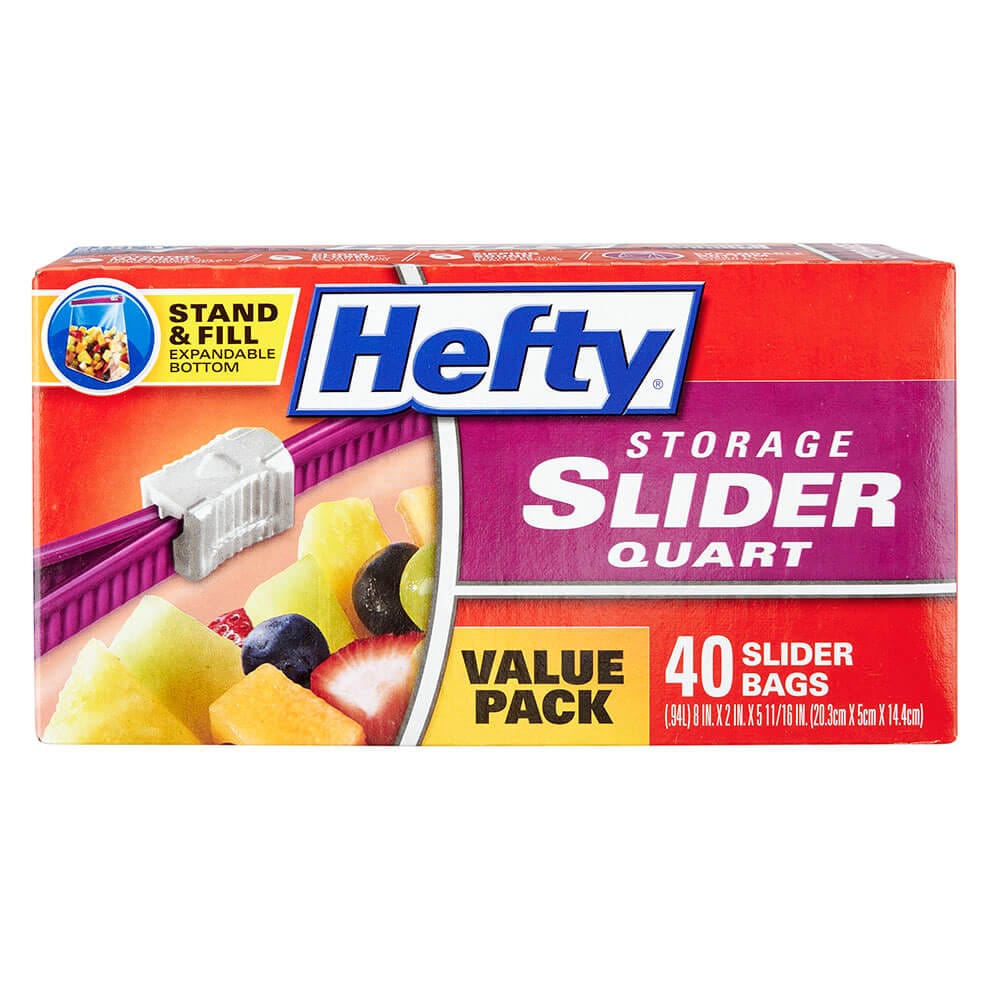 Hefty Storage Quart Slider Bags, 40 Count