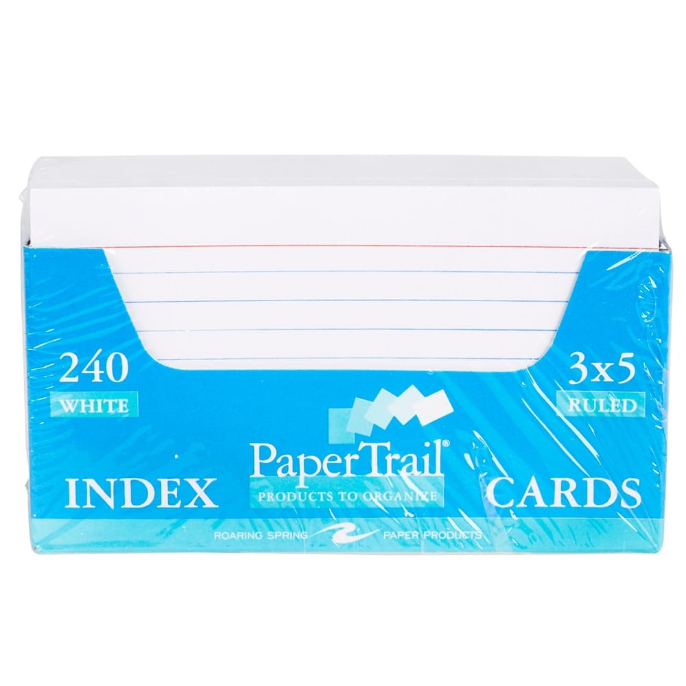Roaring Spring PaperTrail College-Ruled White 3x5 Index Cards, 240-Count